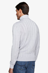 Maglia dolcevita treccia grigio chiaro-Dan John