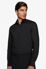Camicia stretch unita nera slim-Dan John