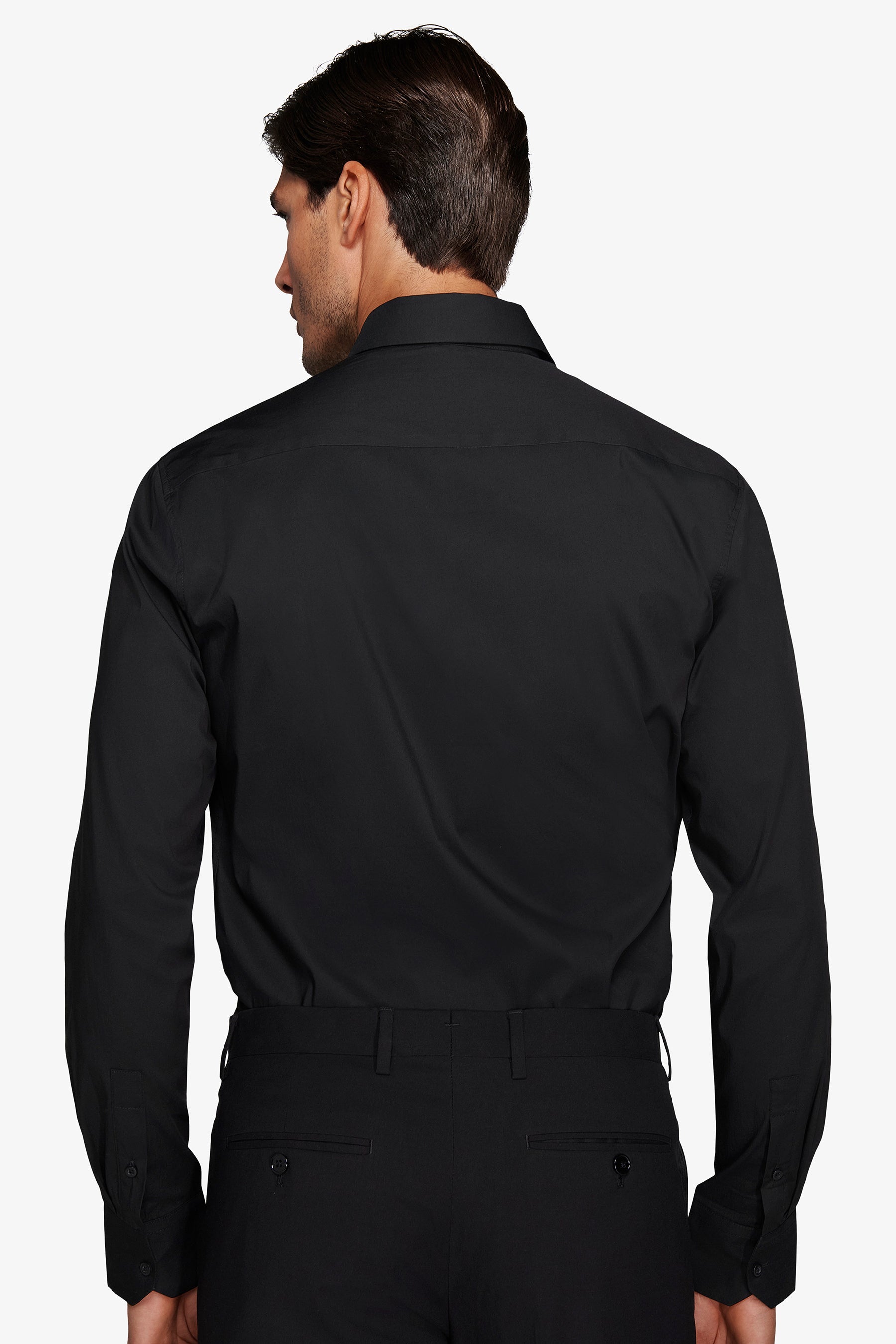 Camicia stretch unita nera slim-Dan John