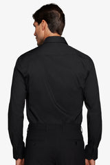 Camicia stretch unita nera slim-Dan John