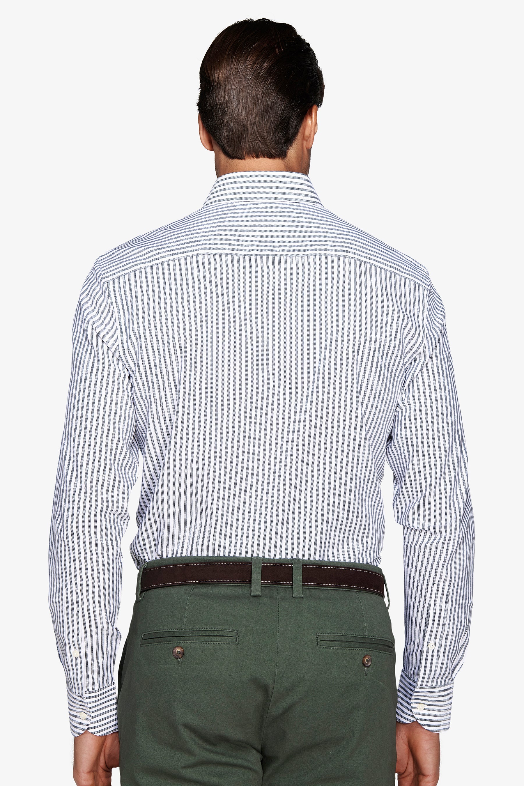 Camicia a righe operata verde-Dan John