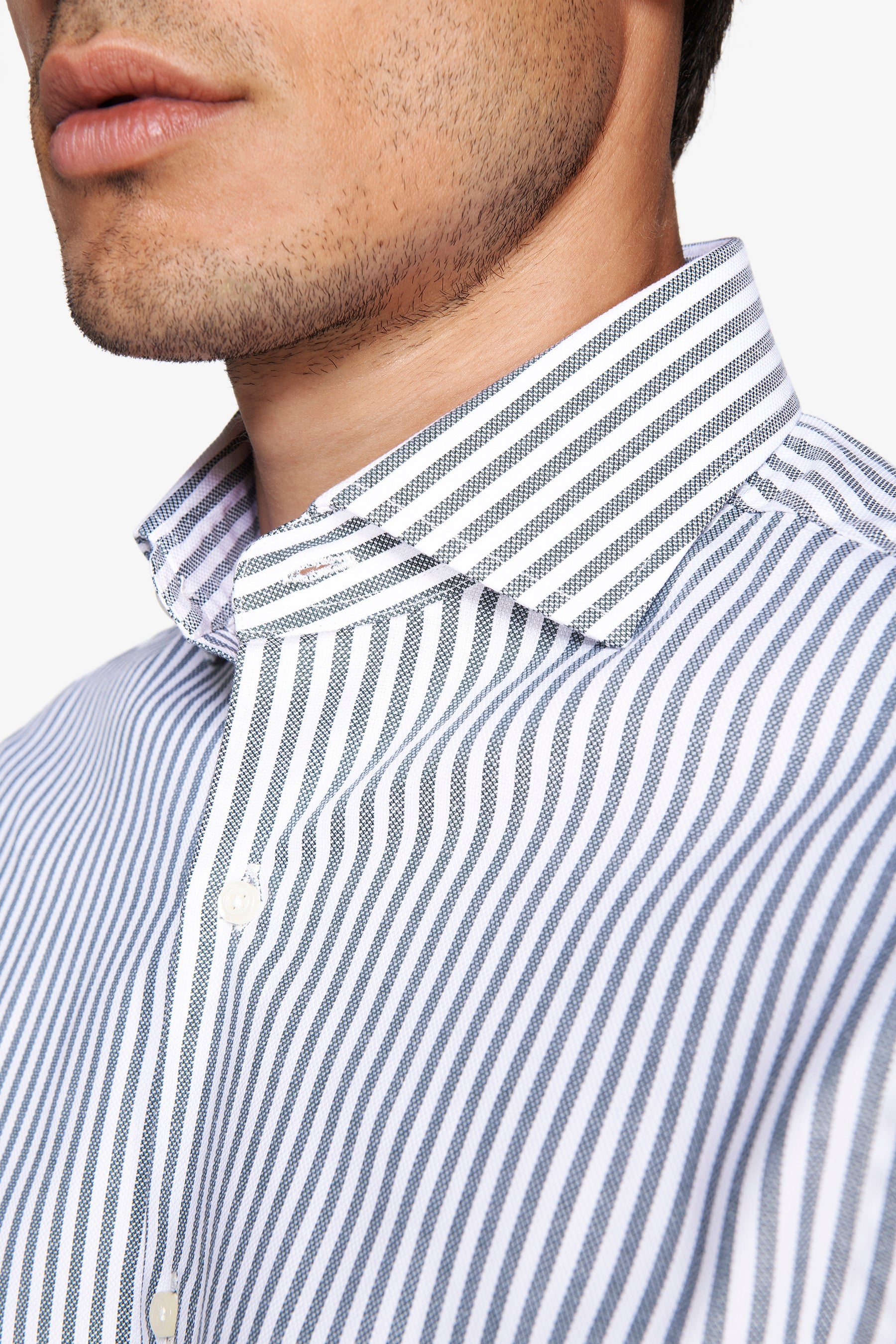 Camicia a righe operata verde-Dan John