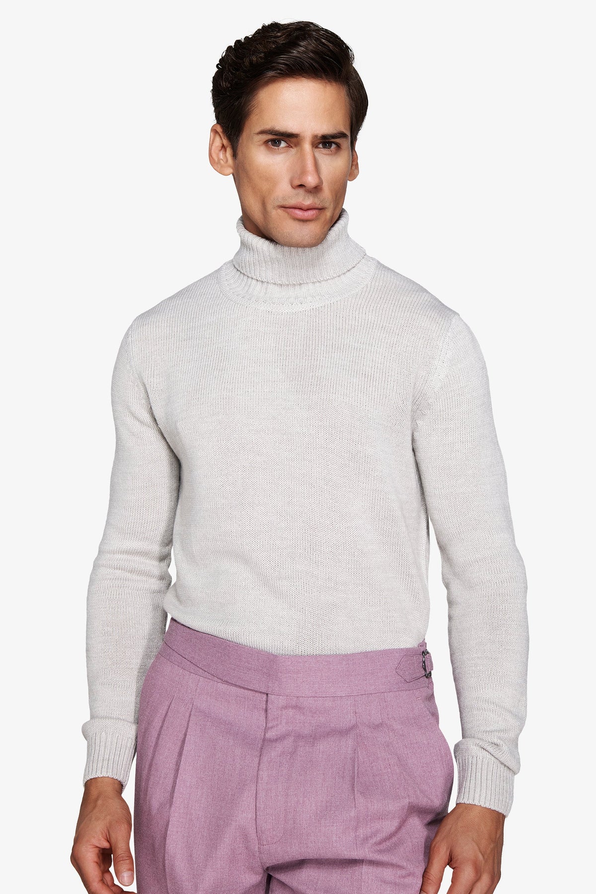 Maglia dolcevita effetto lambswool grigio chiaro-Dan John