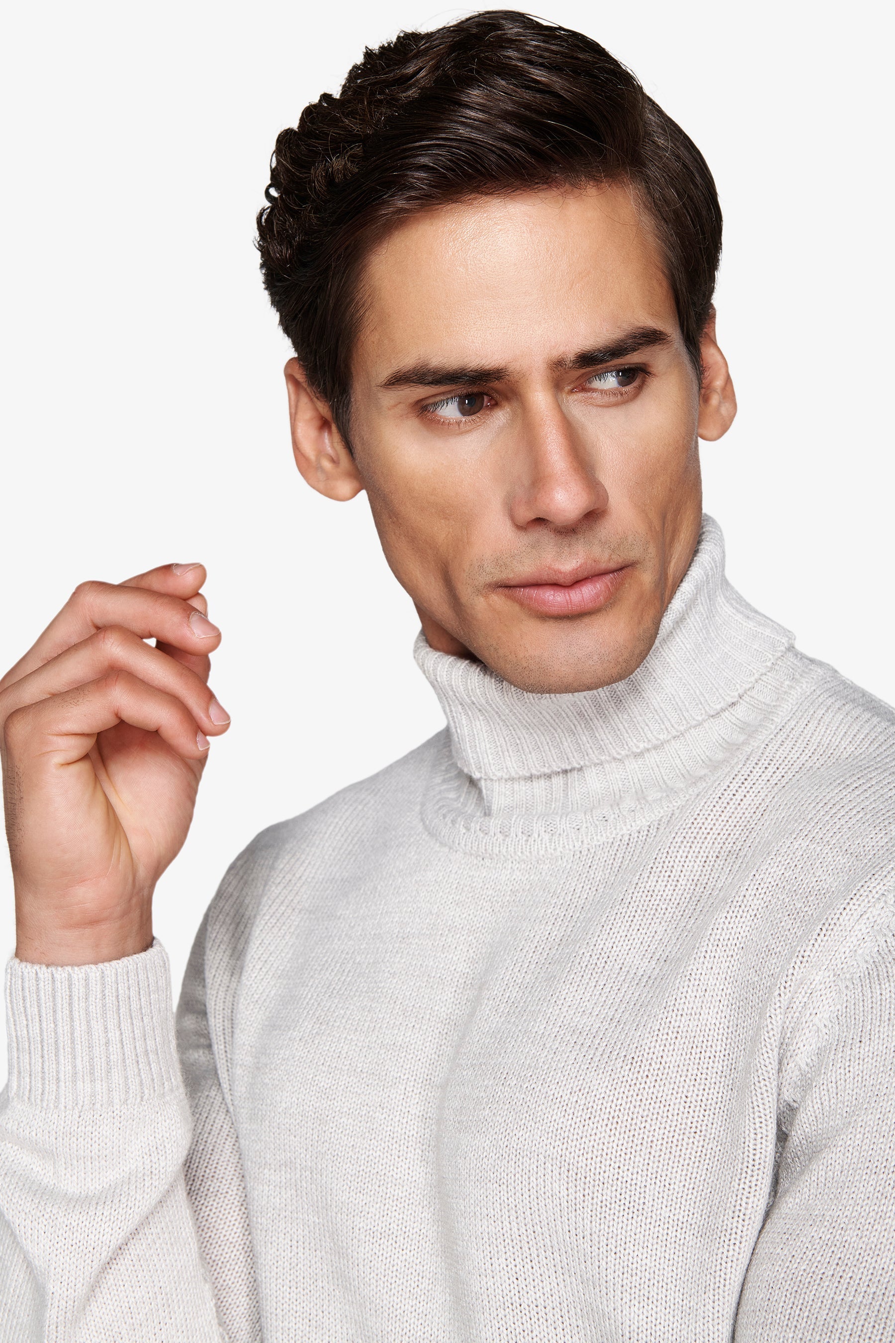 Maglia dolcevita effetto lambswool grigio chiaro-Dan John