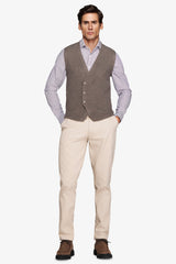Gilet doppiopetto in maglia basic tortora-Dan John
