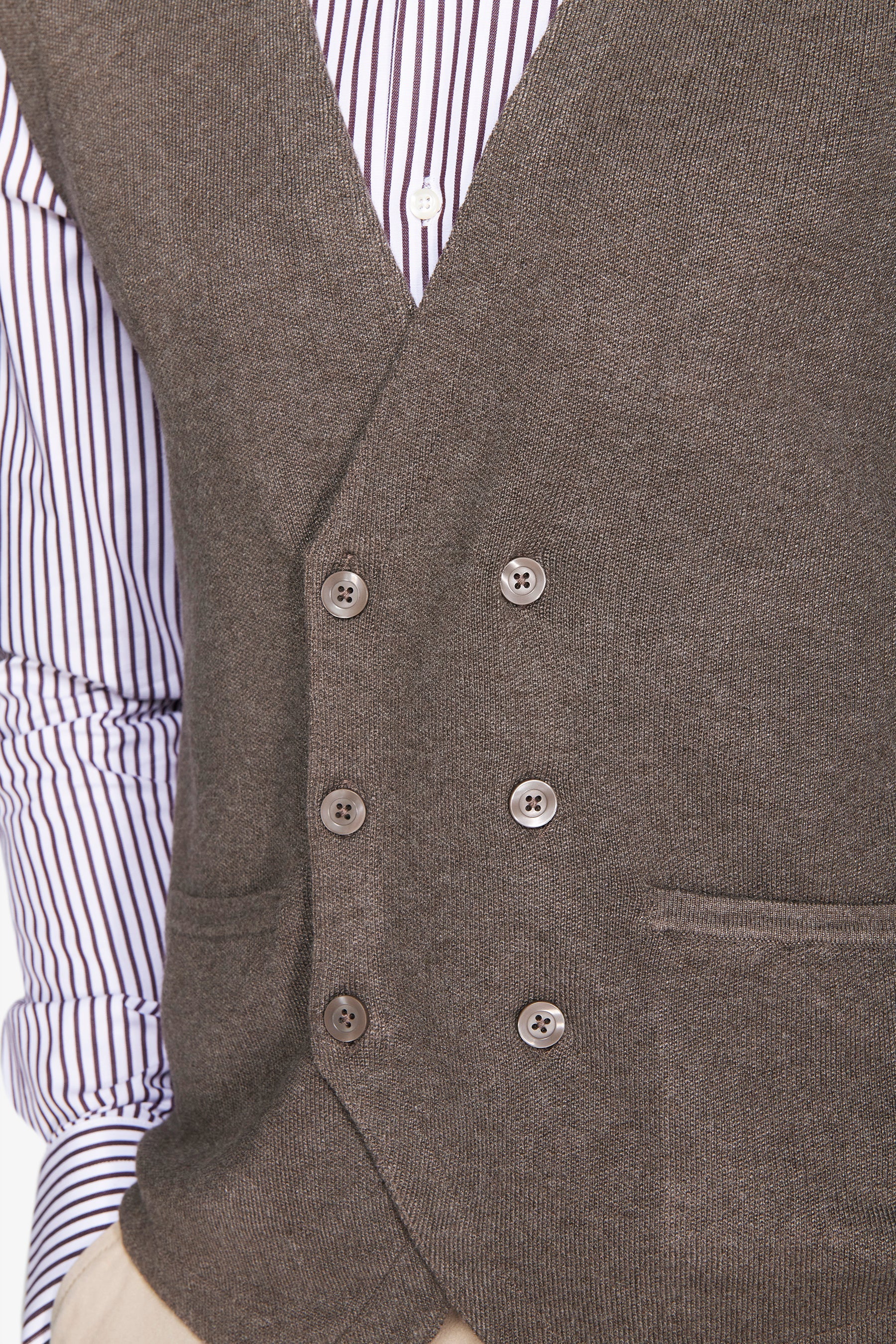 Gilet doppiopetto in maglia basic tortora-Dan John