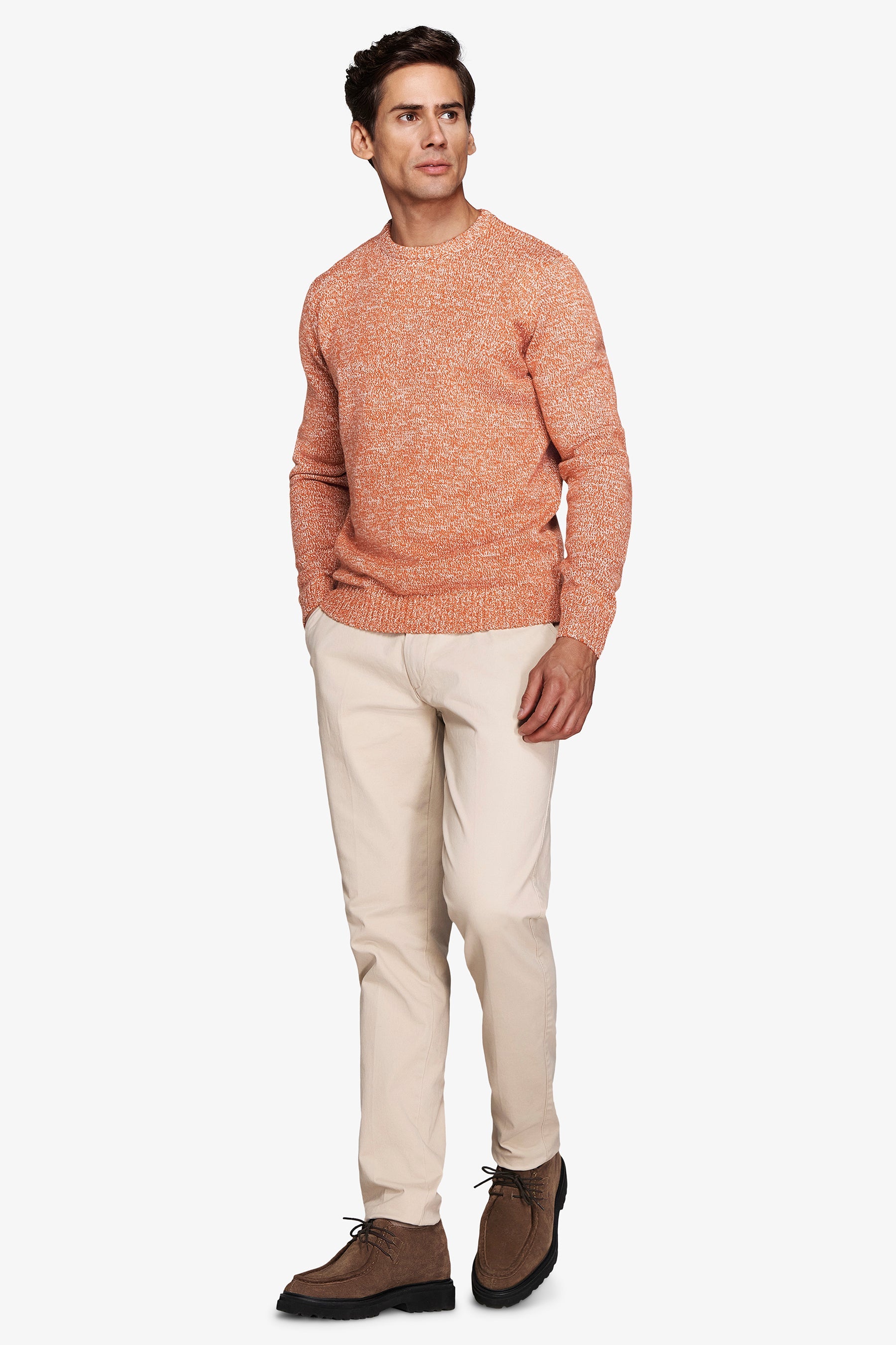 Maglia girocollo mouline' arancio-Dan John
