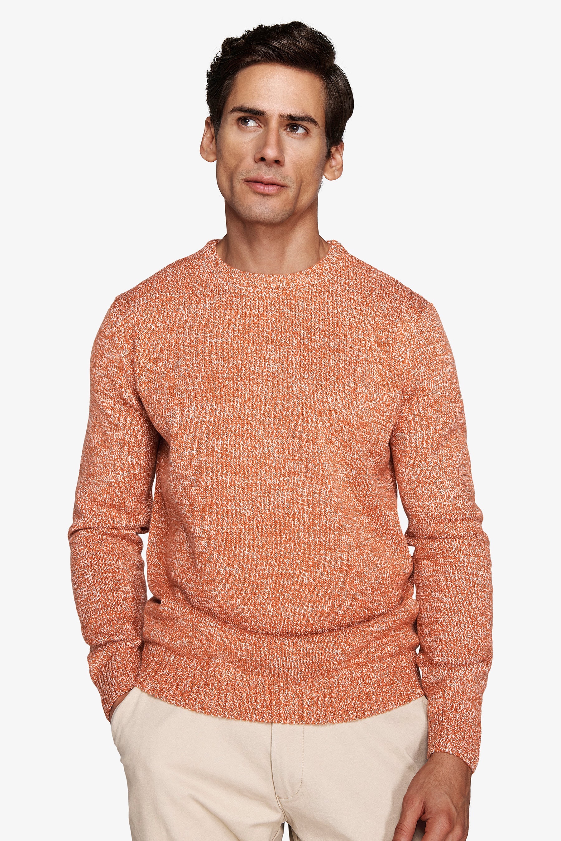 Maglia girocollo mouline' arancio-Dan John