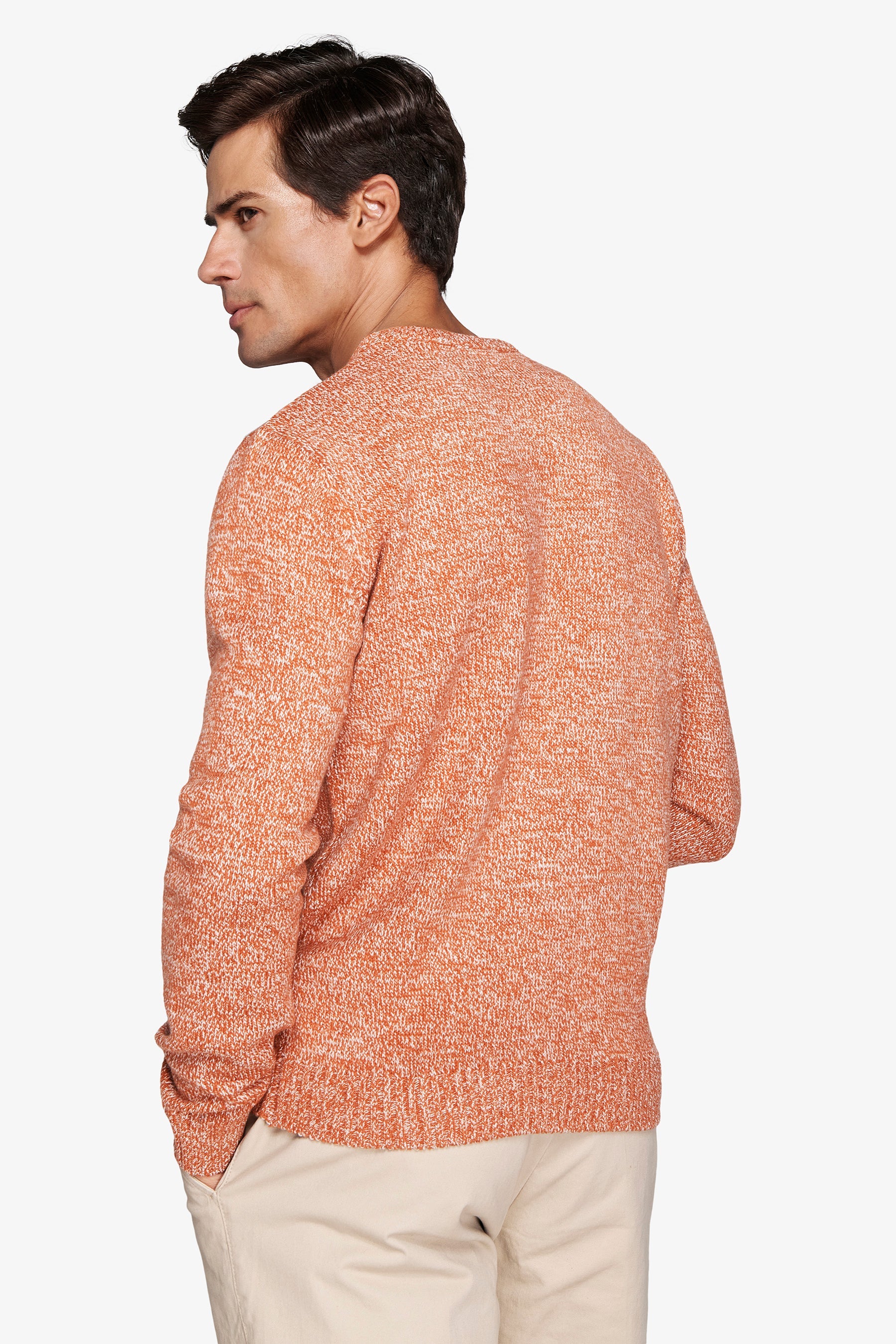 Maglia girocollo mouline' arancio-Dan John