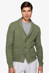 Cardigan collo sciallato verde-Dan John