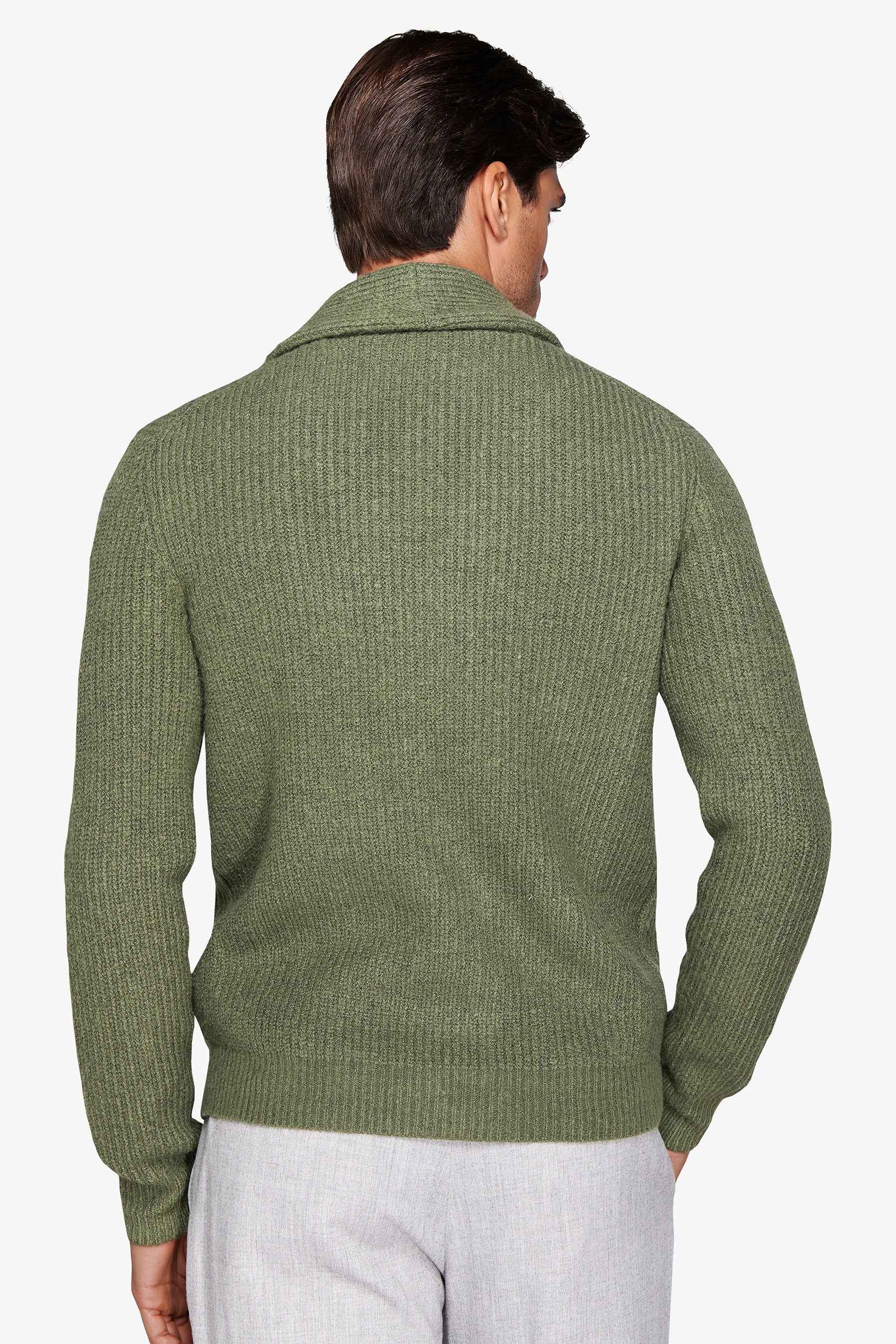 Cardigan collo sciallato verde-Dan John