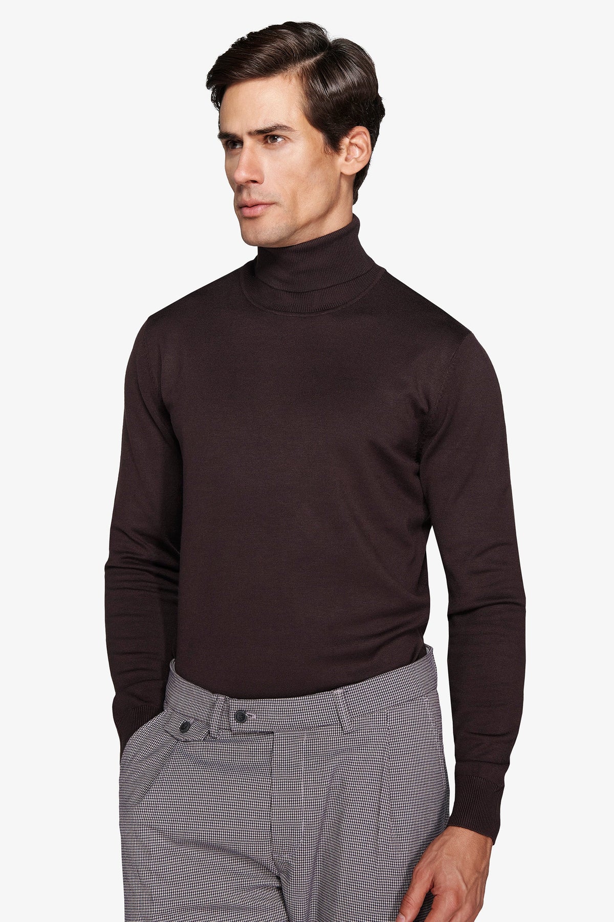 Maglia dolcevita basic marrone-Dan John