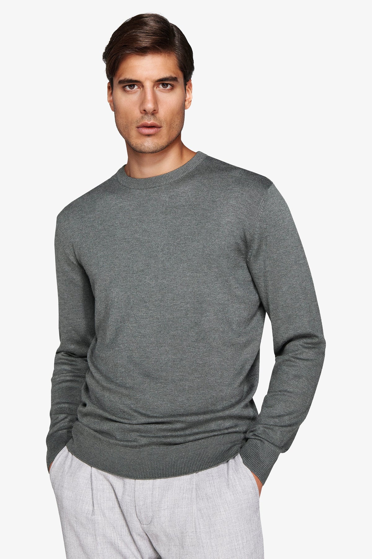 Maglia girocollo basic verde-Dan John