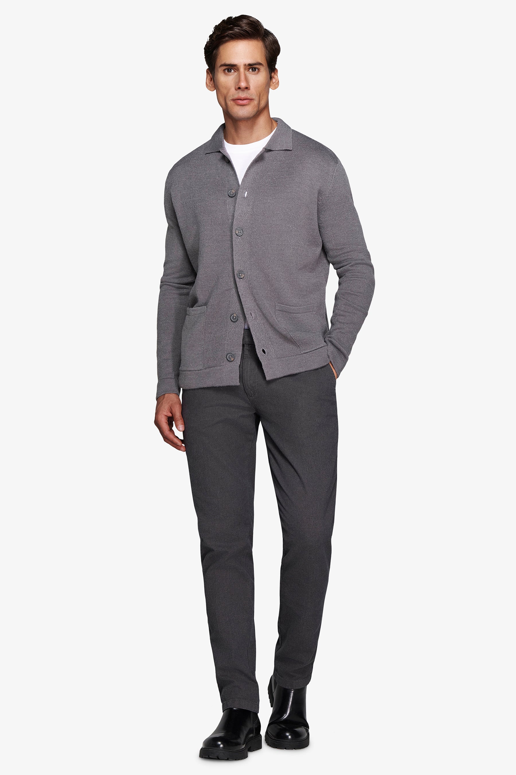 Giacca in maglia grigio medio-Dan John