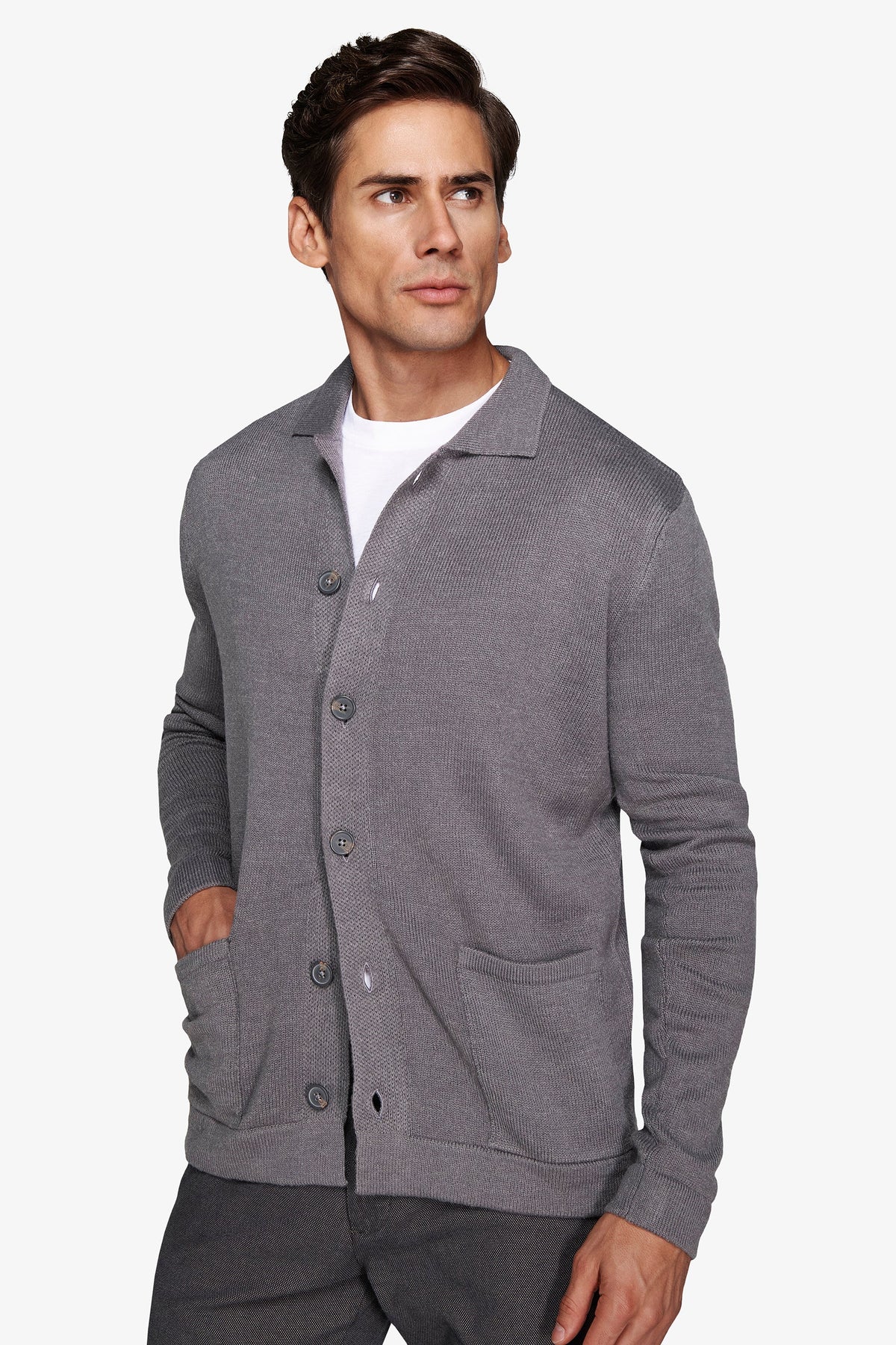 Giacca in maglia grigio medio-Dan John