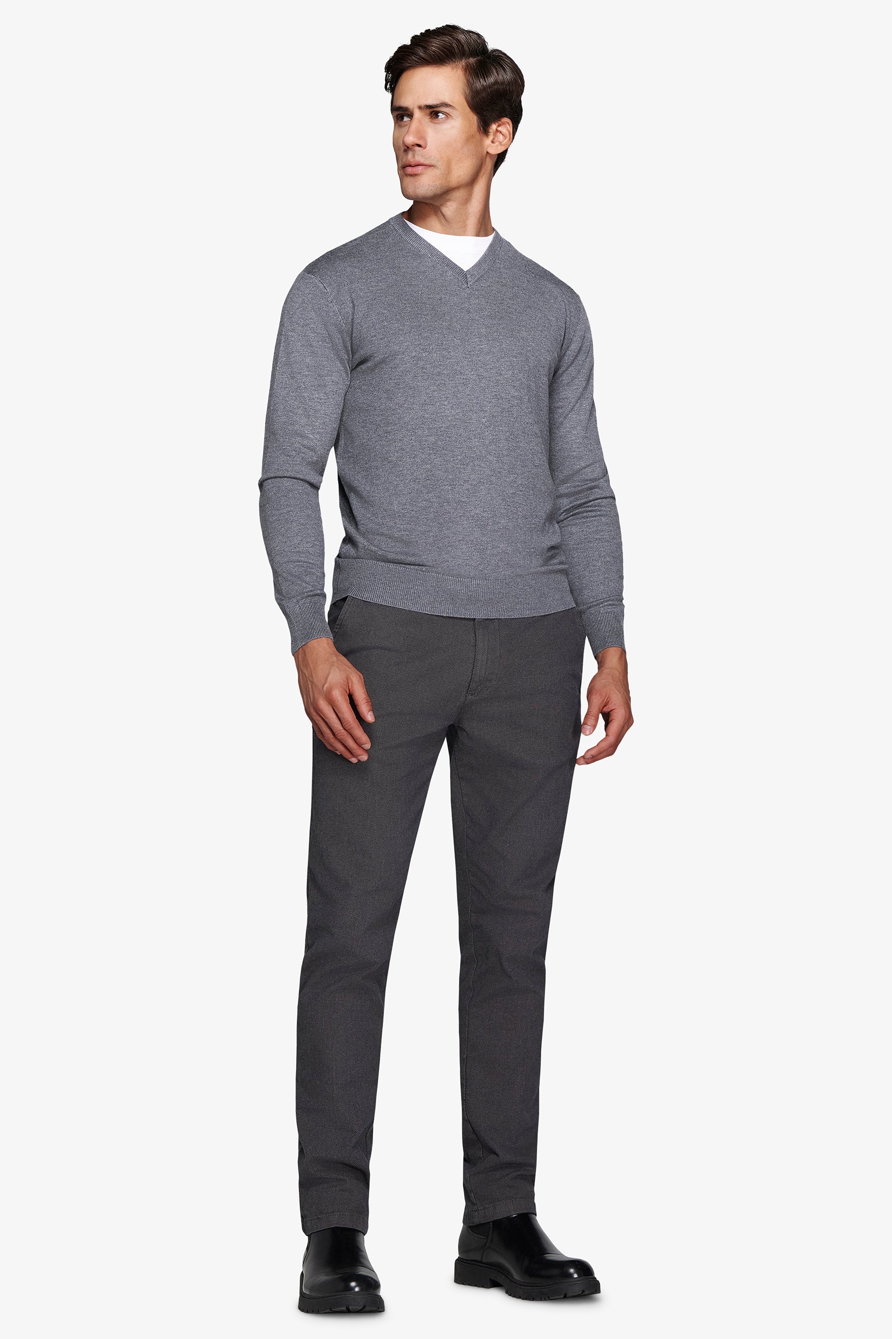 Maglia scollo a V grigio medio-Dan John