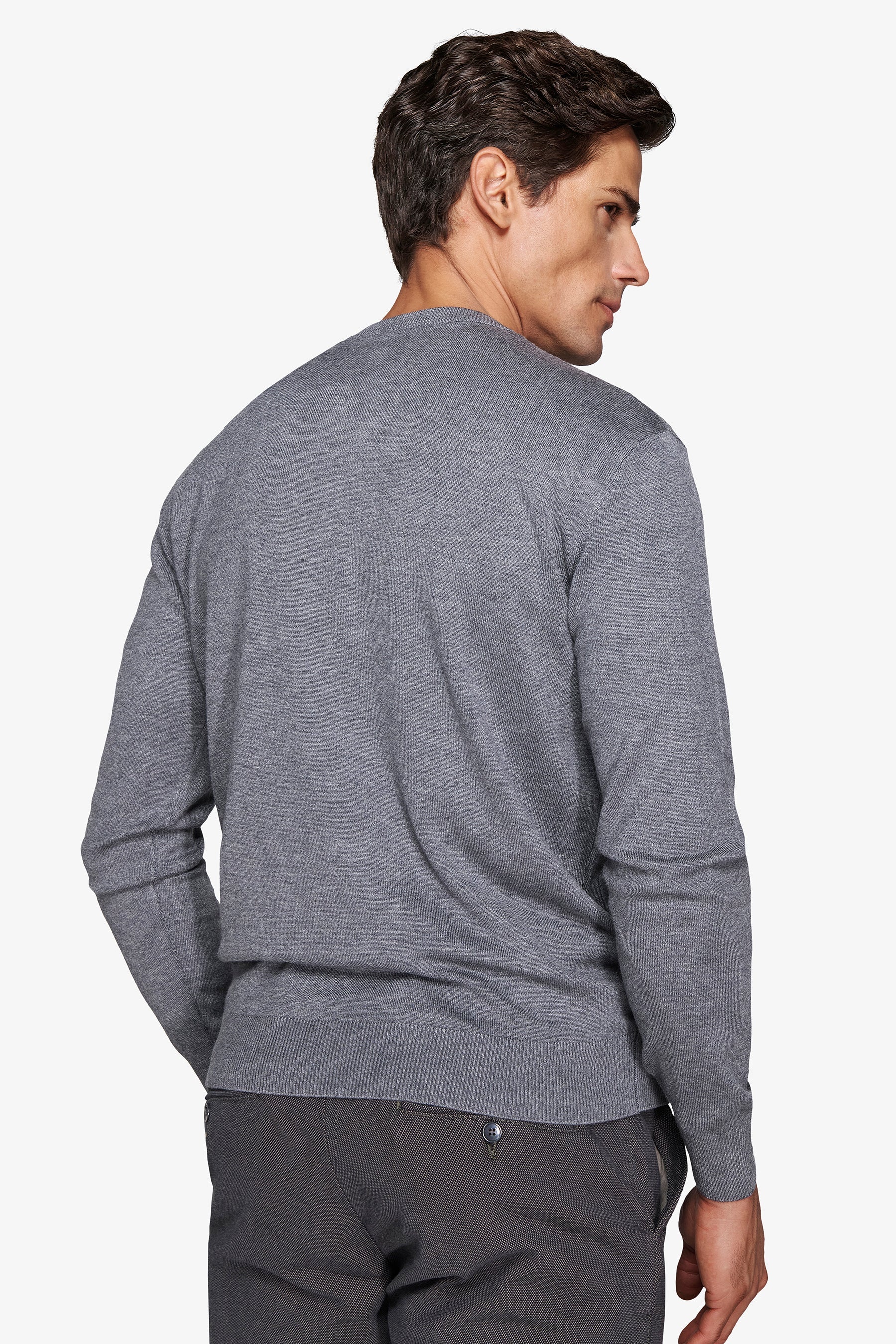 Maglia scollo a V grigio medio-Dan John