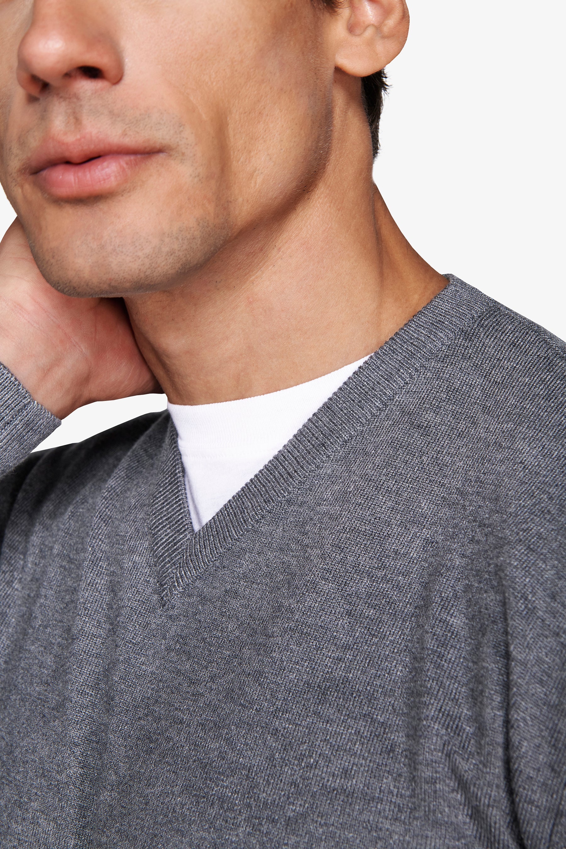 Maglia scollo a V grigio medio-Dan John