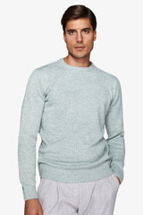 Maglia girocollo mouline' verde acqua-Dan John
