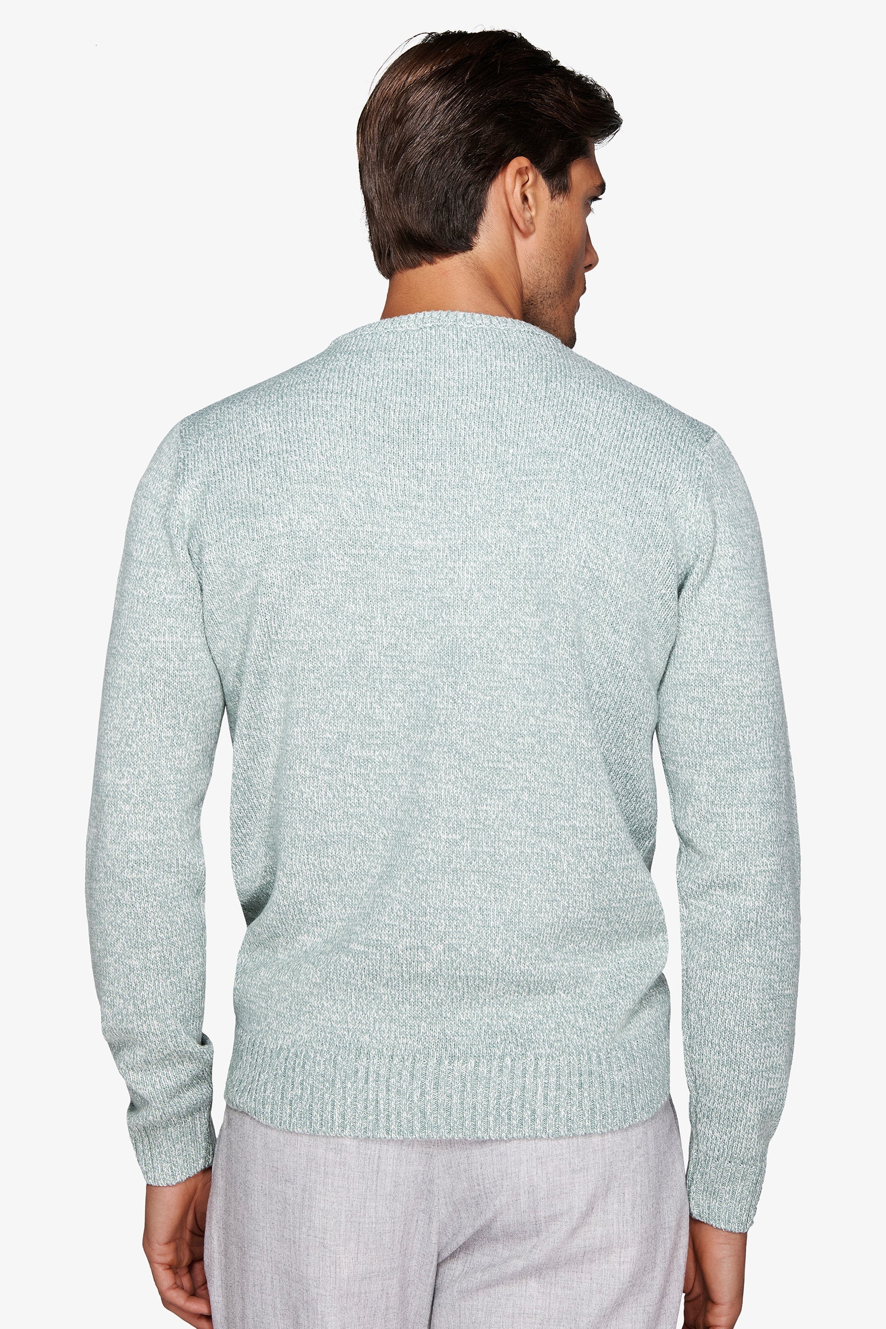 Maglia girocollo mouline' verde acqua-Dan John