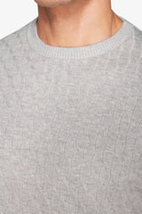 Maglia girocollo treccia grigio chiaro-Dan John