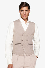 Gilet in maglia doppiopetto herringbone corda-Dan John