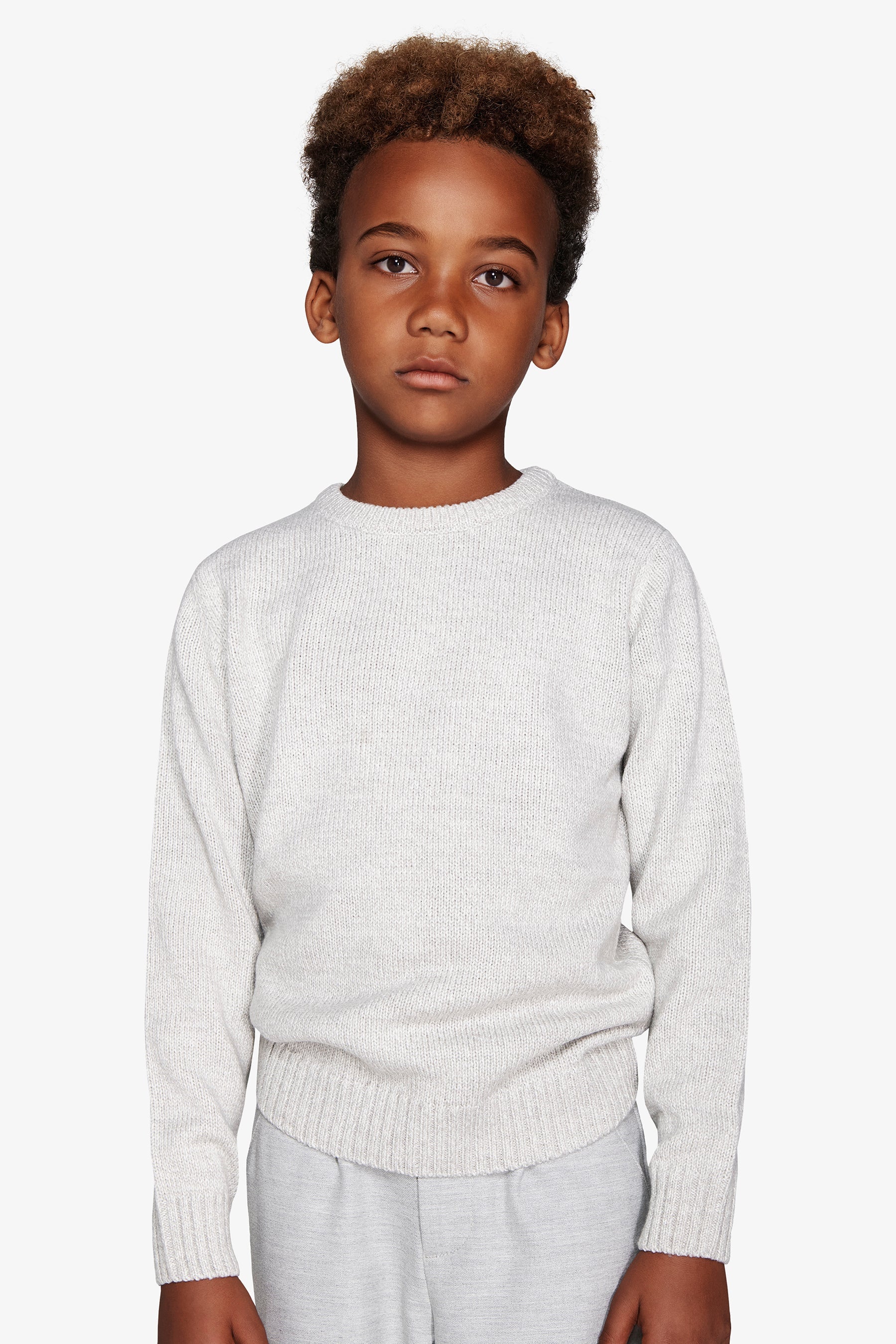 Maglia girocollo mouline' grigio chiaro Kids-Dan John
