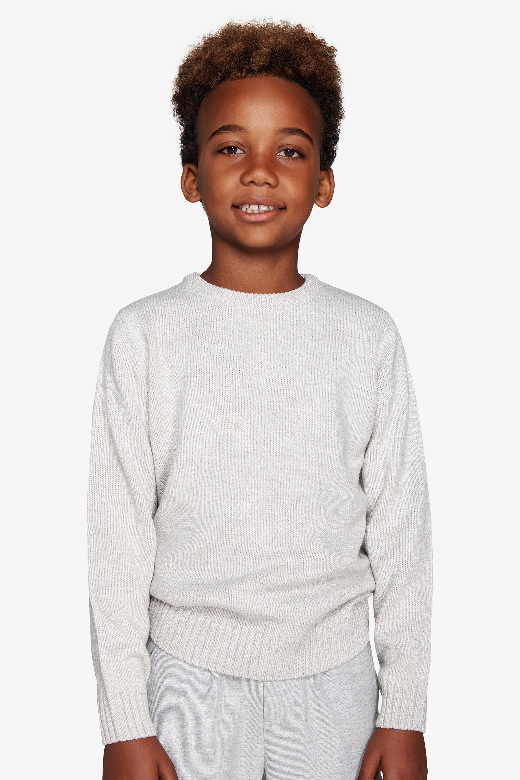 Maglia girocollo mouline' grigio chiaro Kids-Dan John