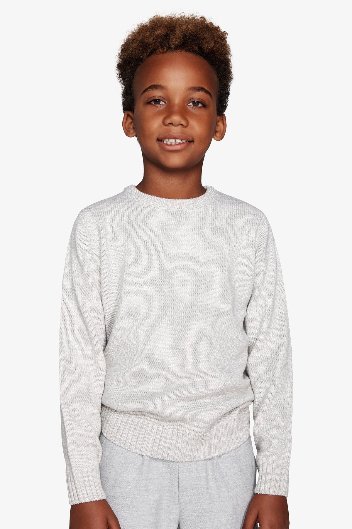 Maglia girocollo mouline' grigio chiaro Kids-Dan John