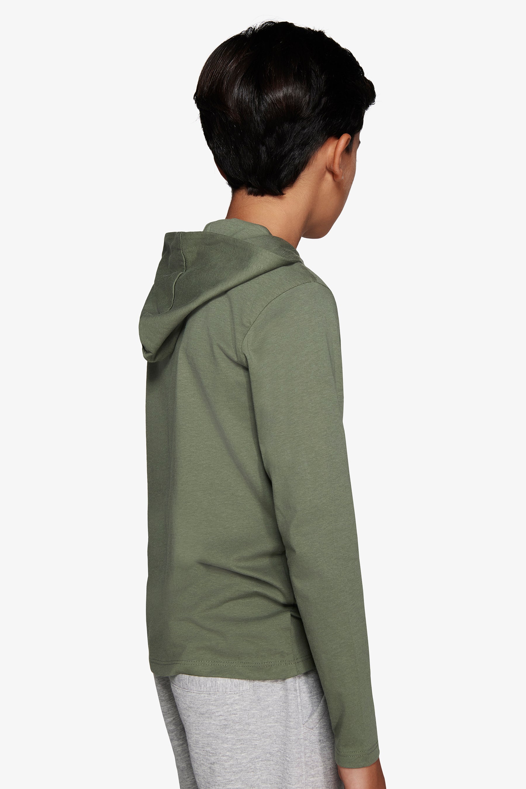 Felpa jersey con cappuccio e ricamo verde Kids-Dan John