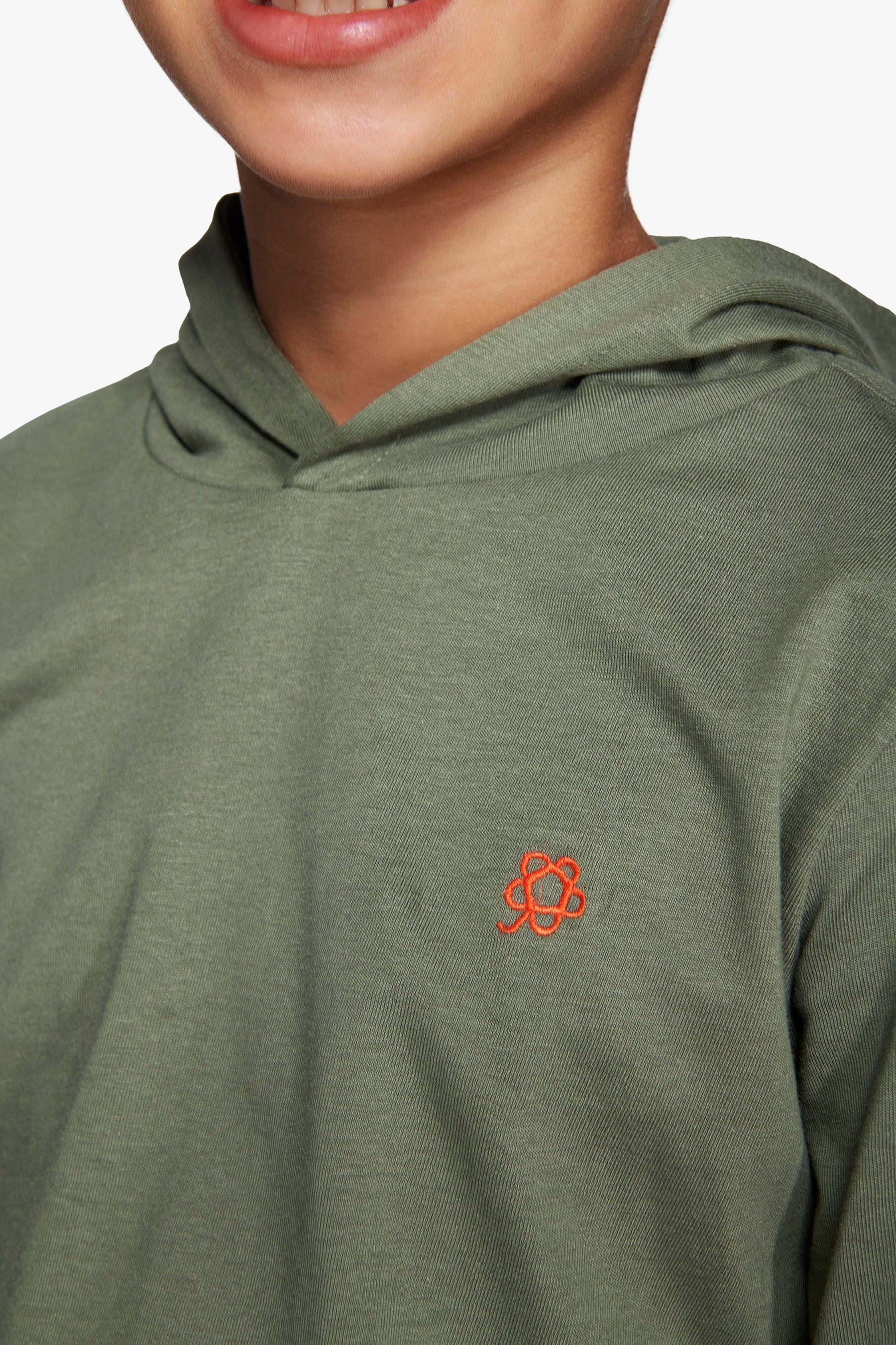 Felpa jersey con cappuccio e ricamo verde Kids-Dan John