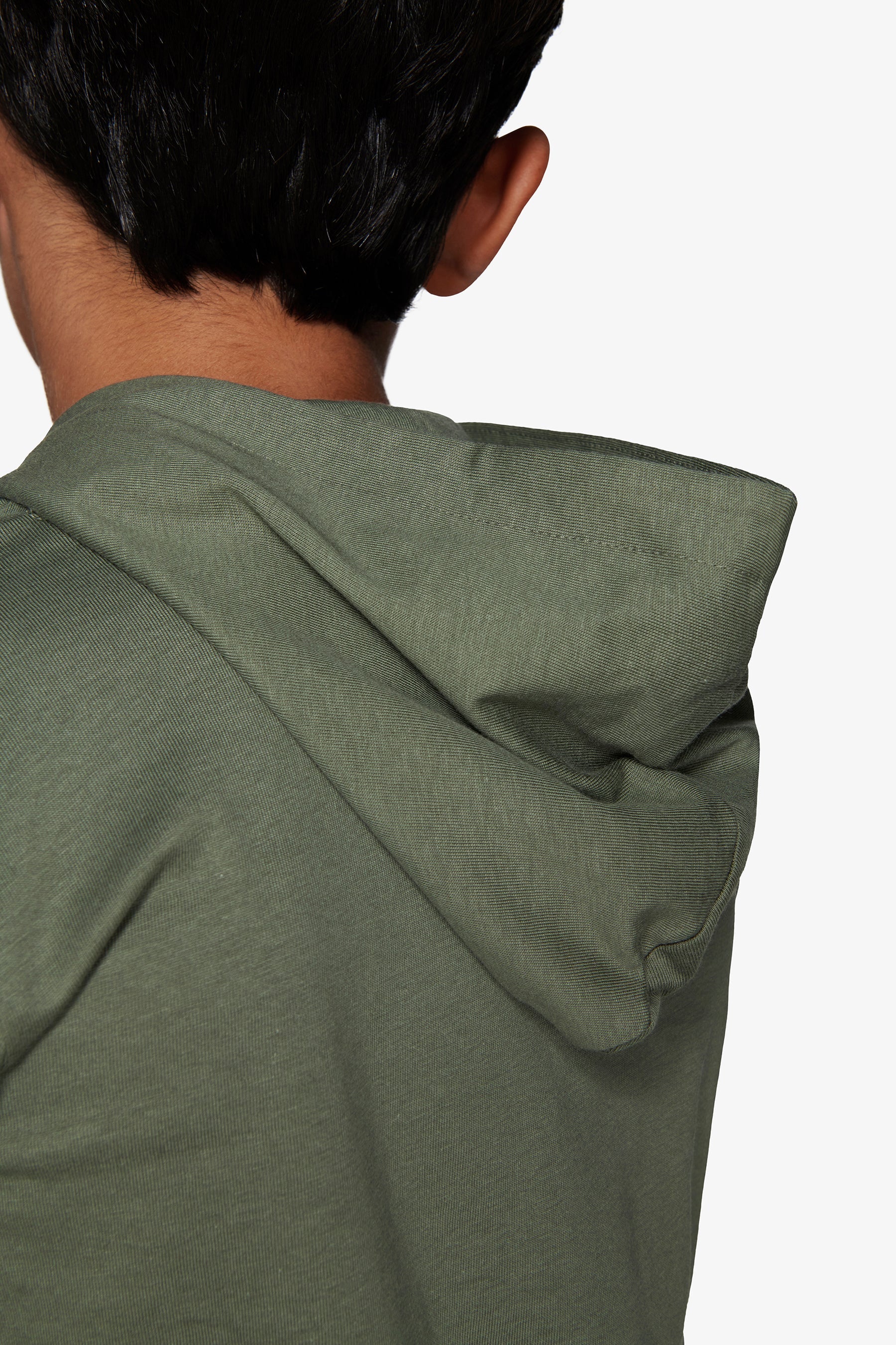 Felpa jersey con cappuccio e ricamo verde Kids-Dan John
