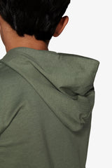Felpa jersey con cappuccio e ricamo verde Kids-Dan John