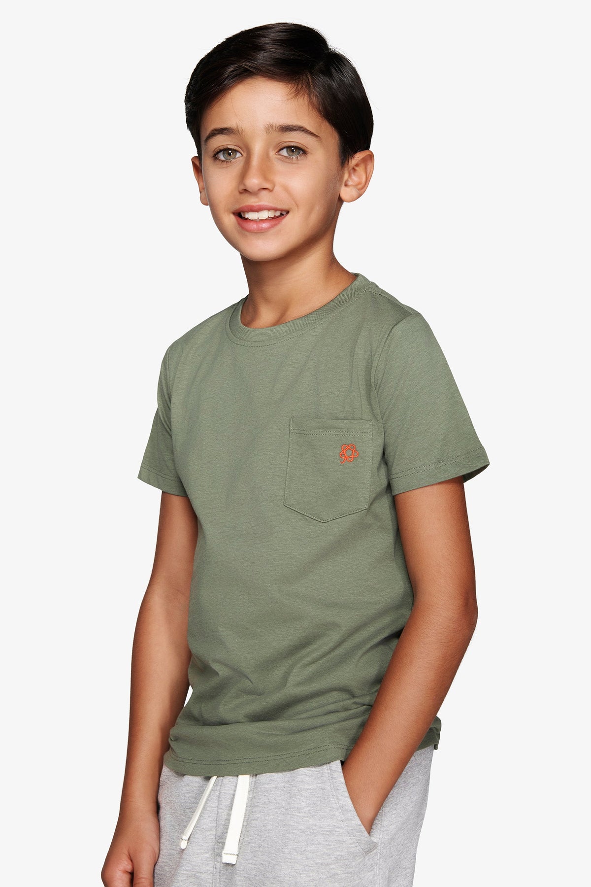T-shirt basic con taschino verde Kids-Dan John