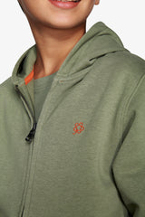 Felpa full zip basic verde Kids-Dan John