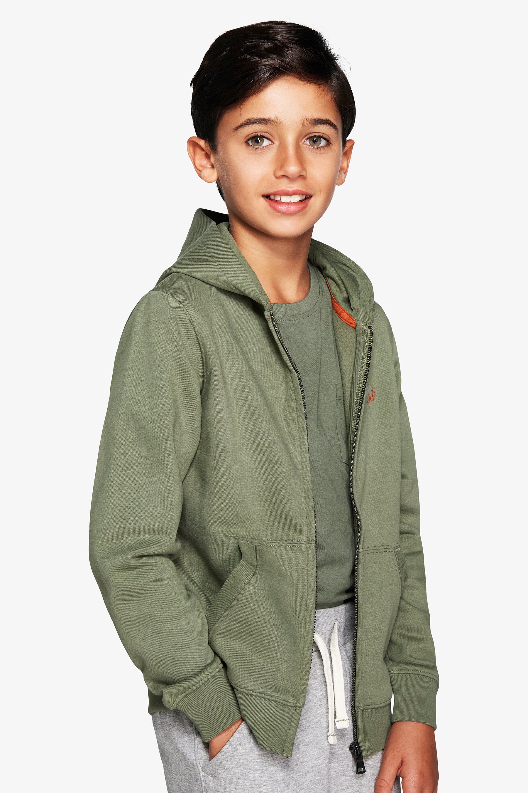 Felpa full zip basic verde Kids-Dan John