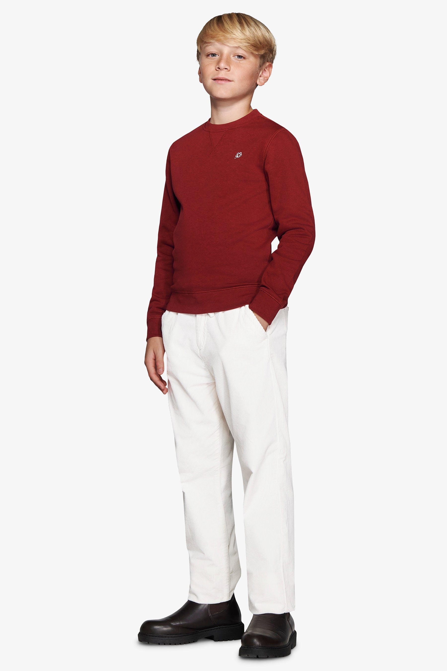 Felpa girocollo basic bordeaux Kids-Dan John
