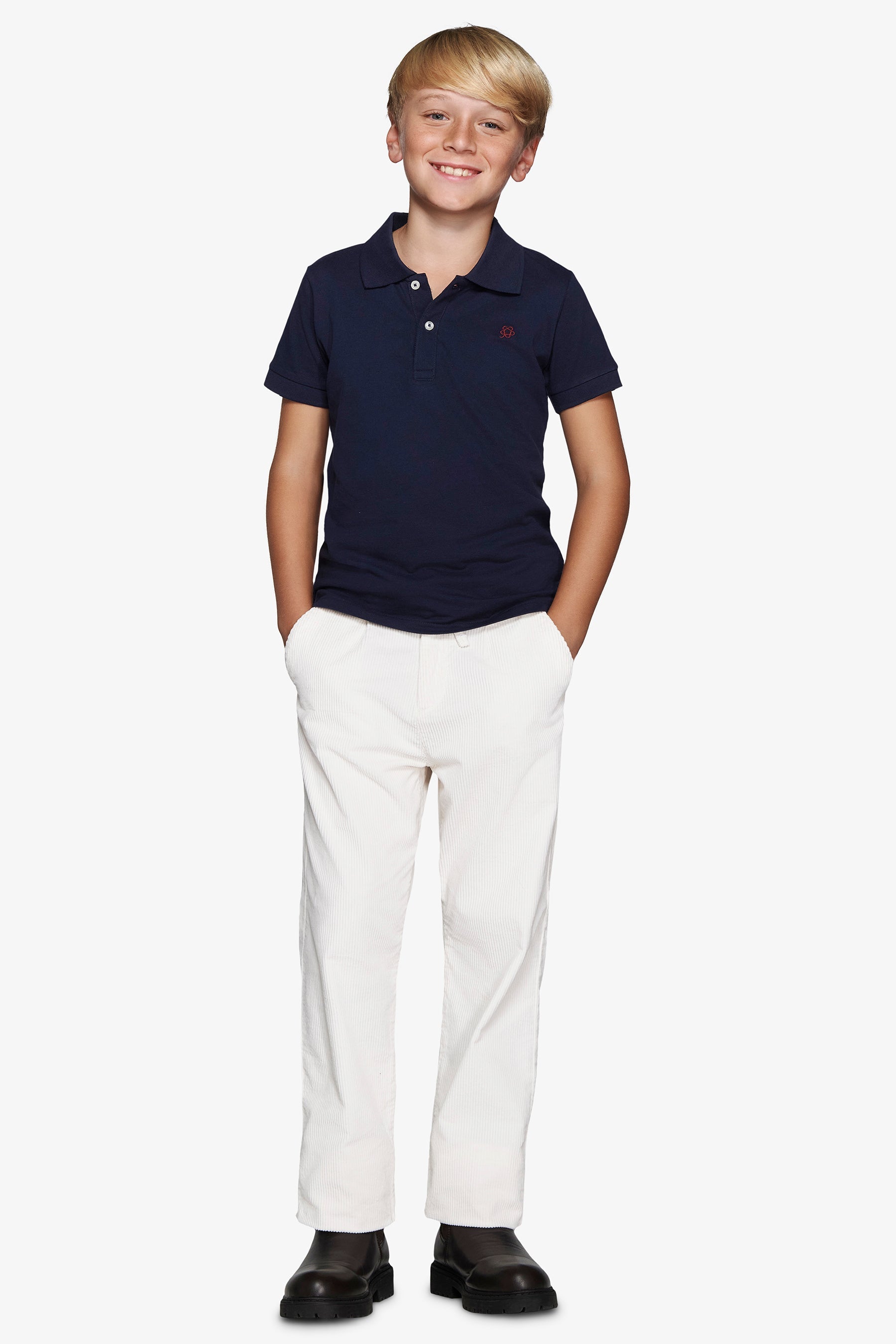 Polo con ricamo blu Kids-Dan John