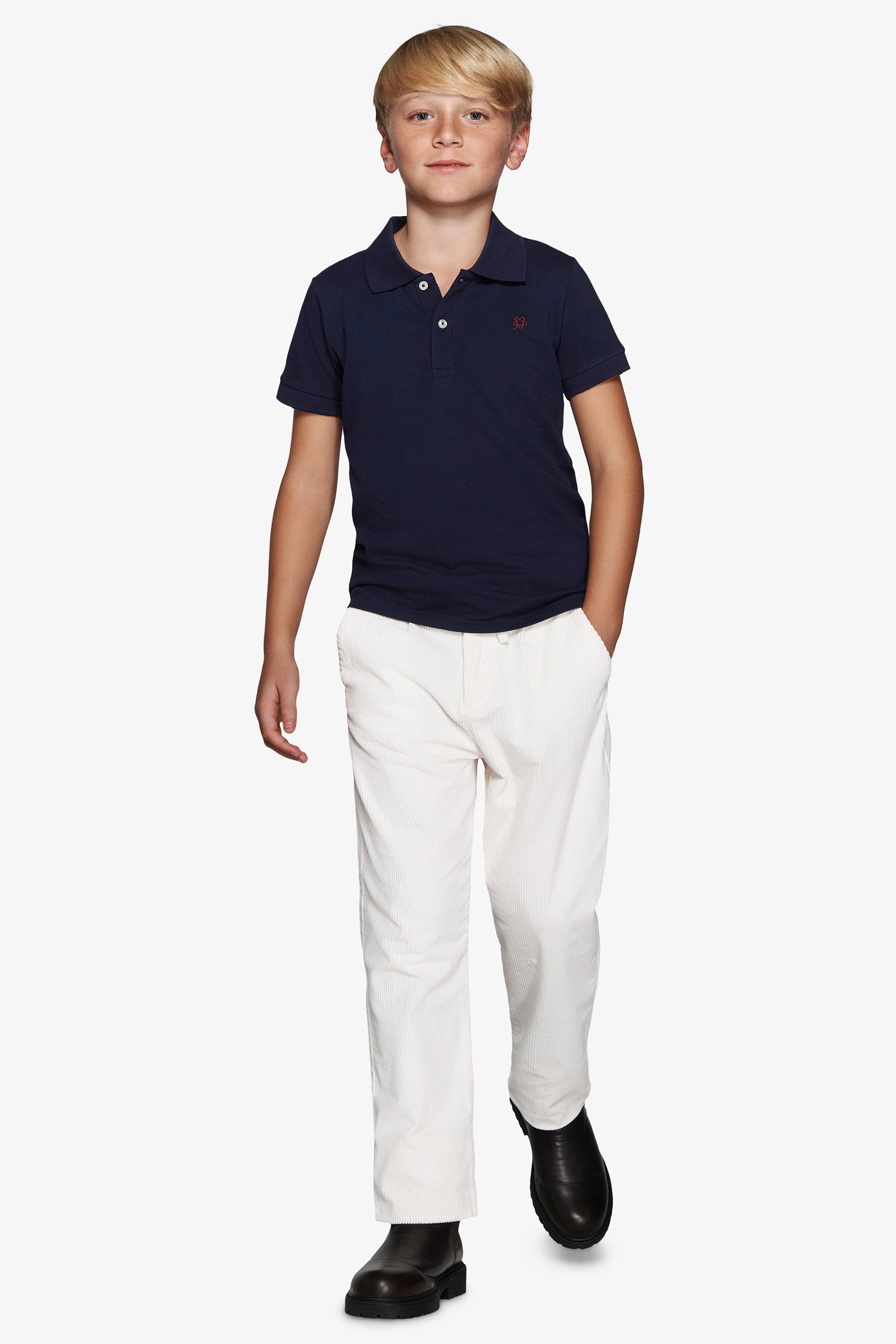 Polo con ricamo blu Kids-Dan John