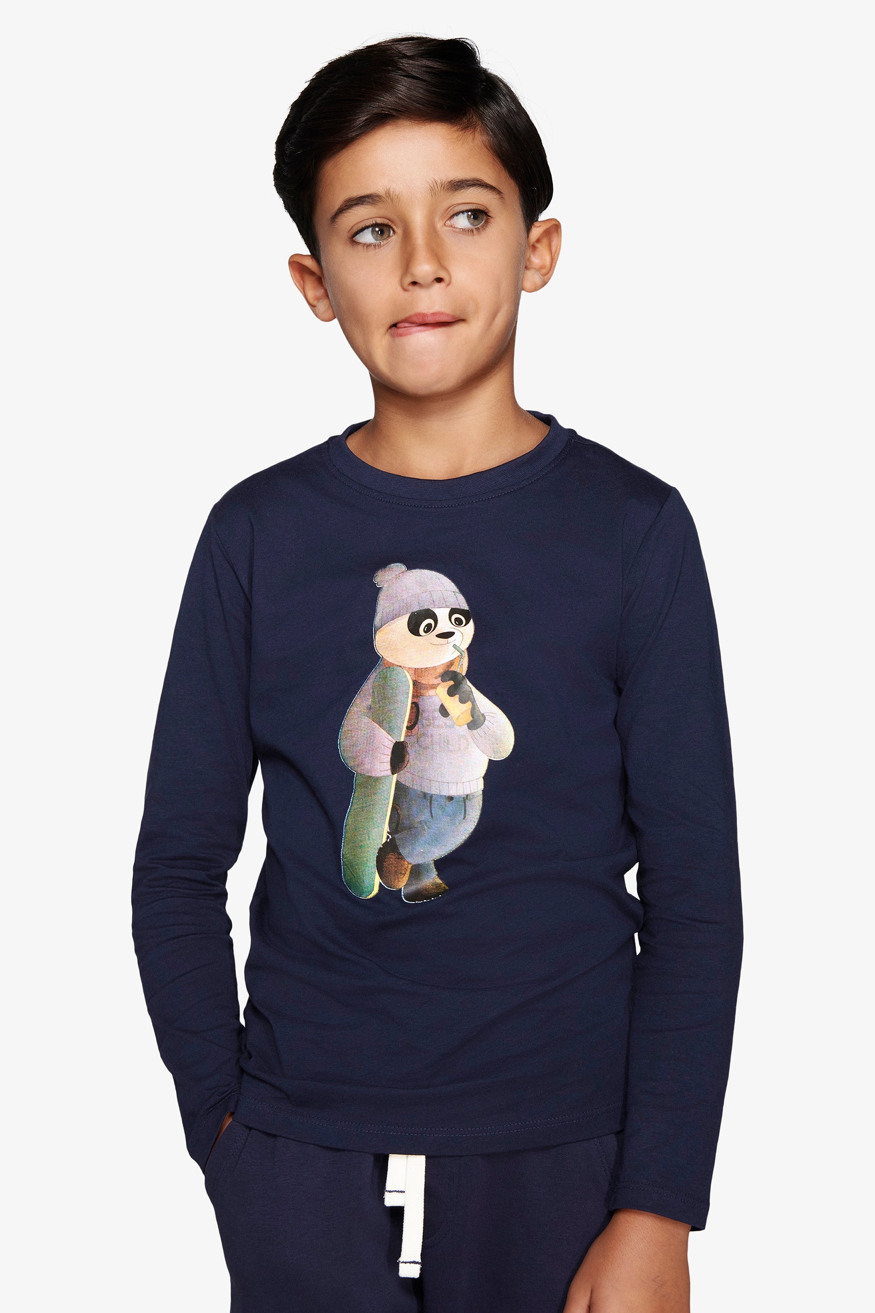 T-shirt con stampa frontale blu Kids-Dan John