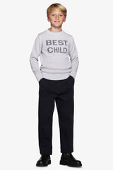 Maglia girocollo con scritta celeste Kids-Dan John