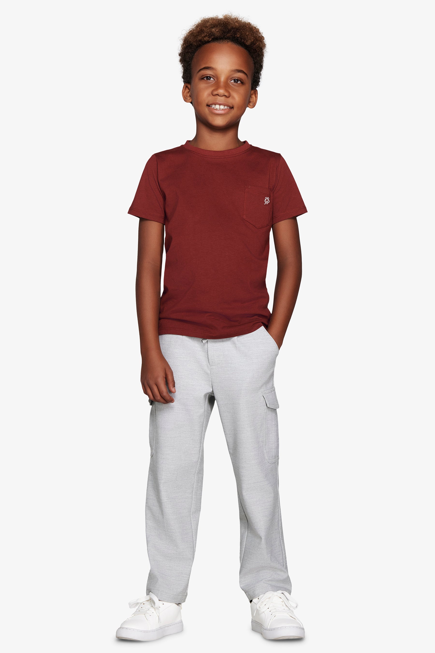 T-shirt basic con taschino bordeaux Kids-Dan John