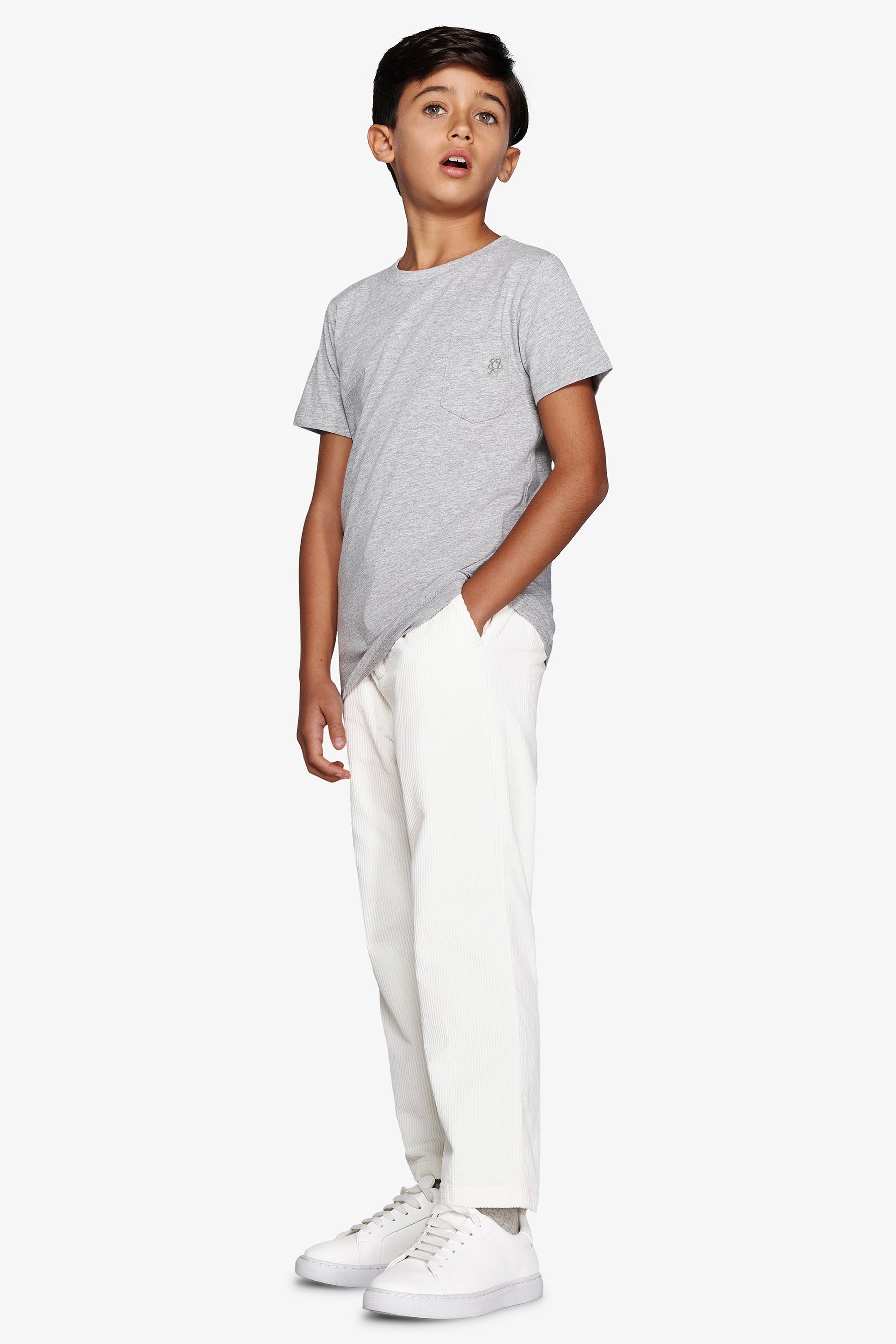 T-shirt basic con taschino grigio chiaro Kids-Dan John
