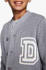Cardigan scollo a V grigio medio Kids-Dan John