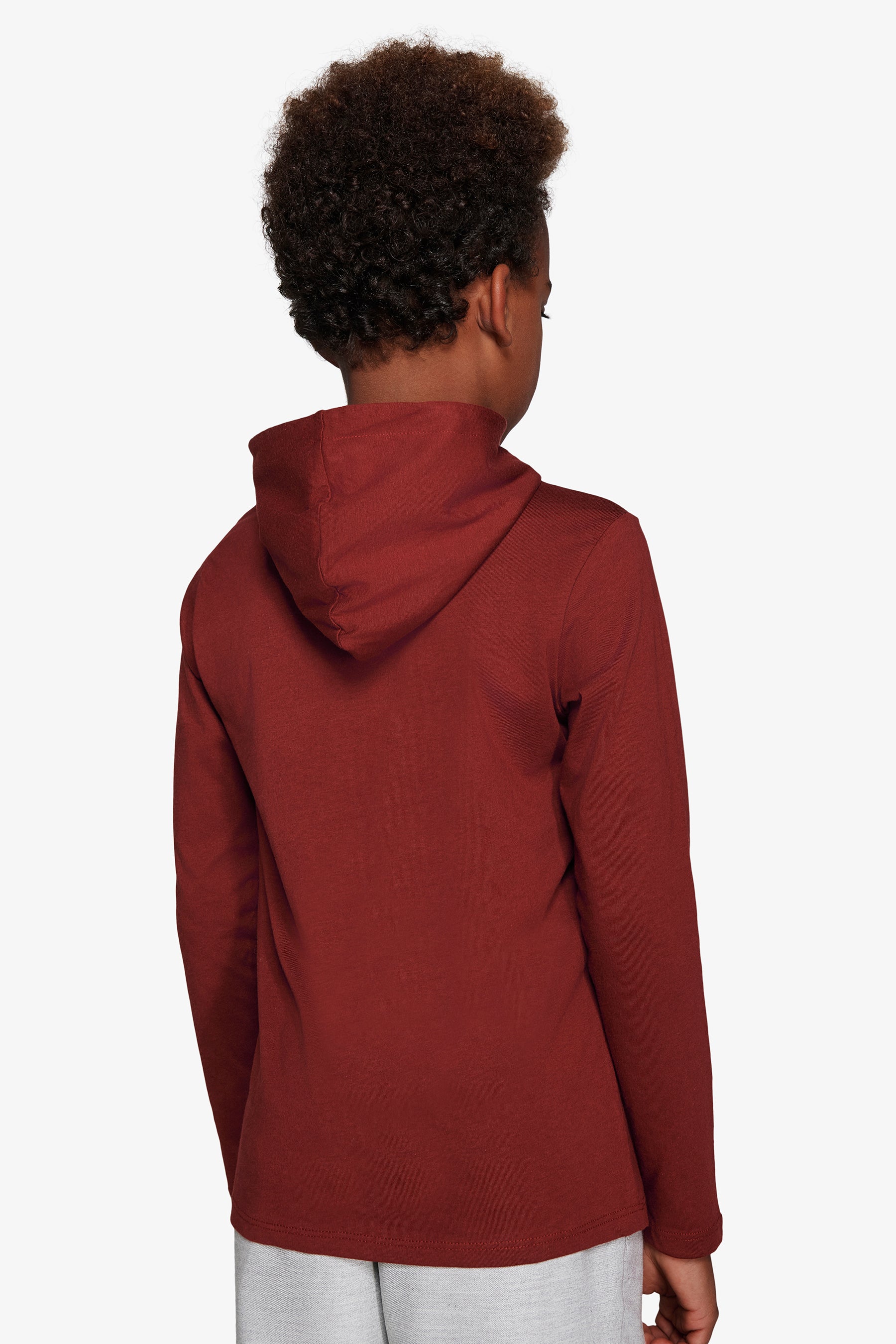 Felpa jersey con cappuccio e ricamo bordeaux Kids-Dan John