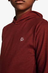 Felpa jersey con cappuccio e ricamo bordeaux Kids-Dan John