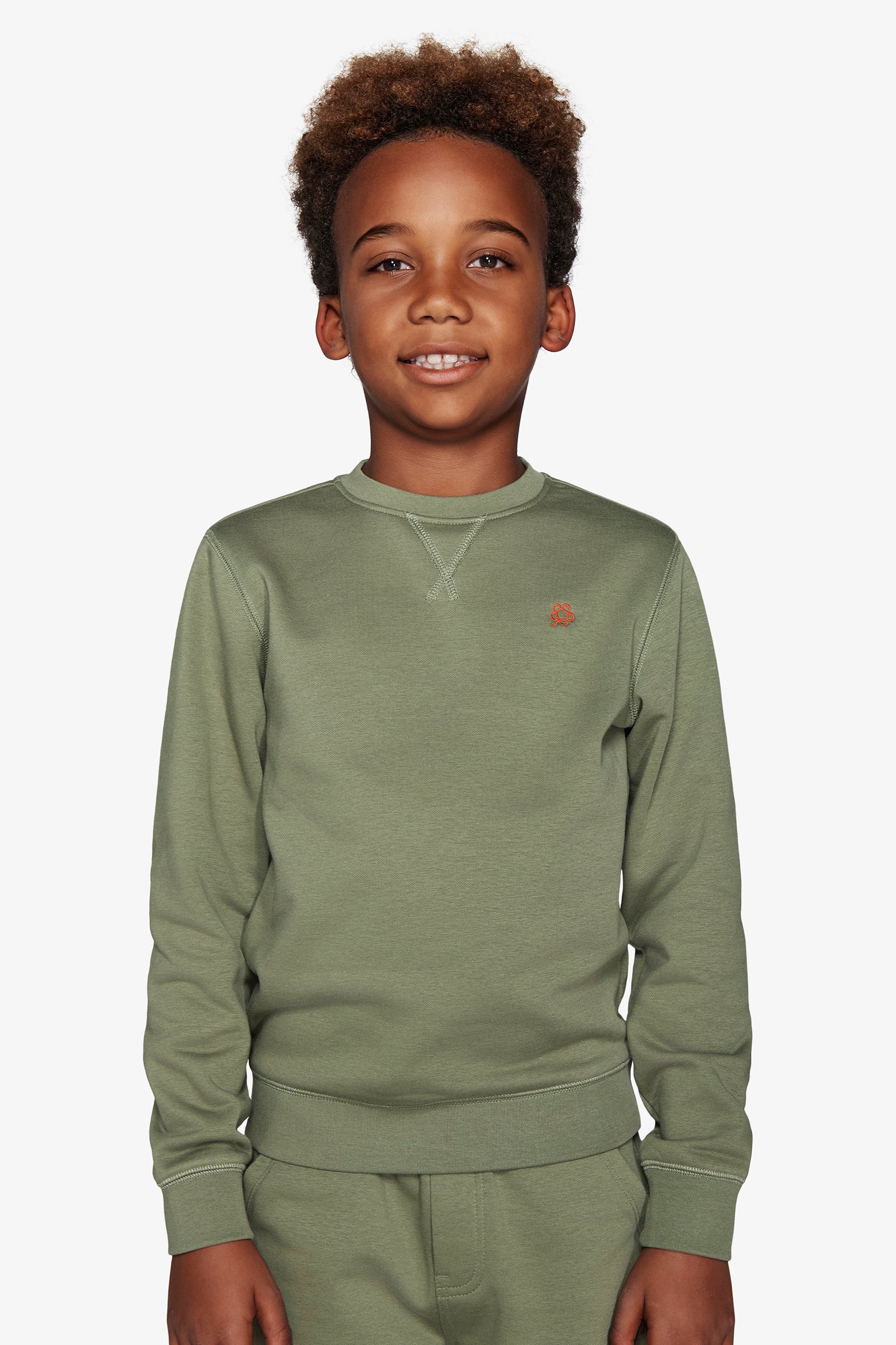 Felpa girocollo basic verde Kids-Dan John