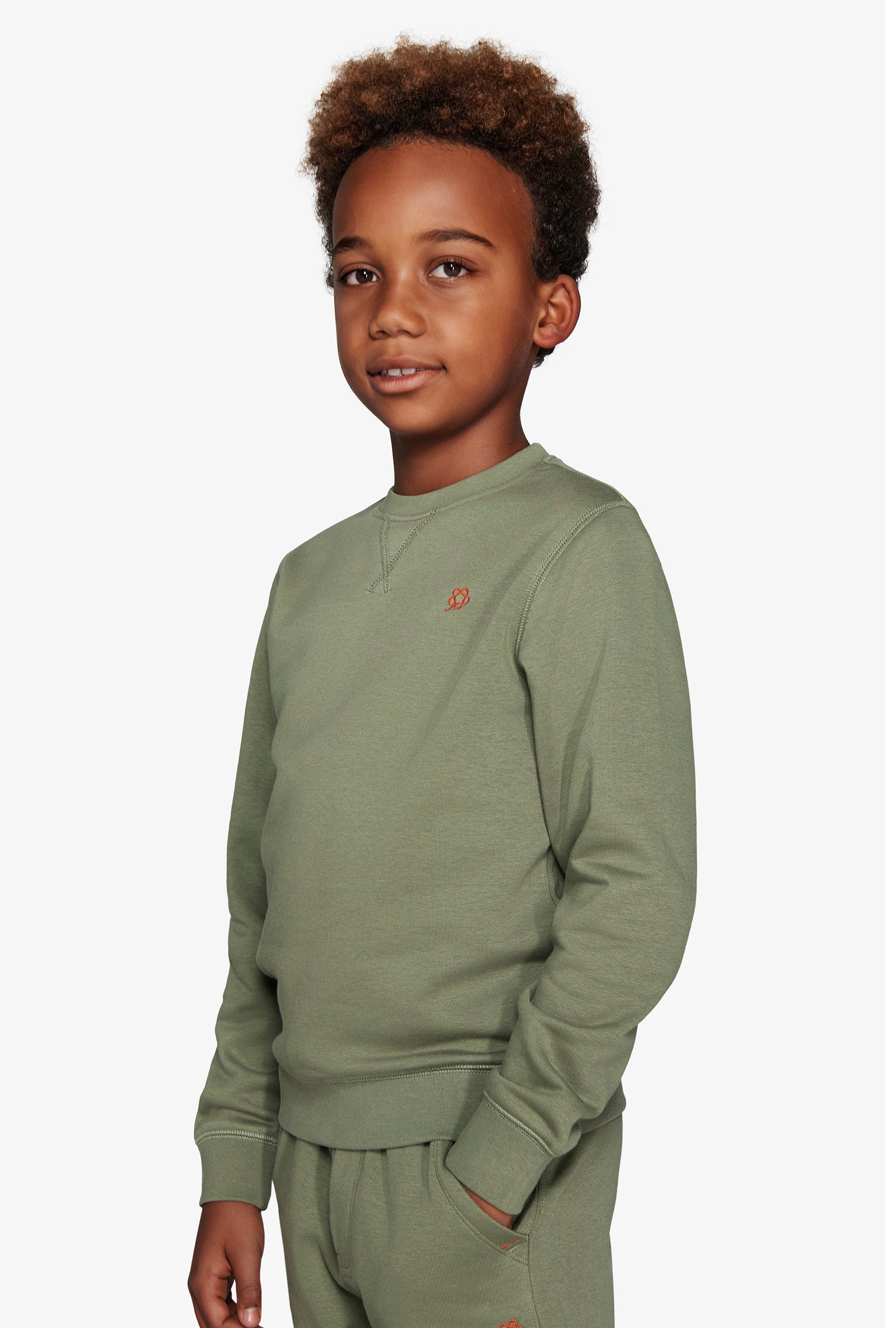 Felpa girocollo basic verde Kids-Dan John