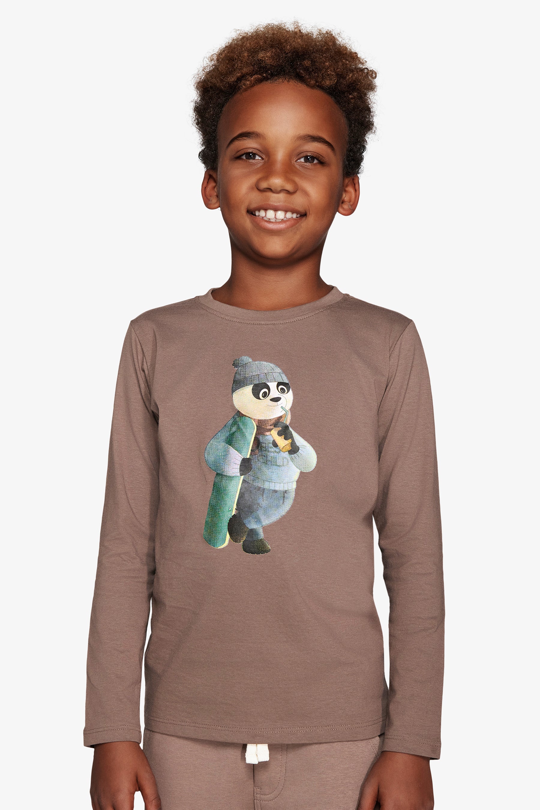 T-shirt con stampa frontale tortora Kids-Dan John