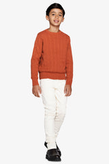 Maglia girocollo treccia arancio Kids-Dan John